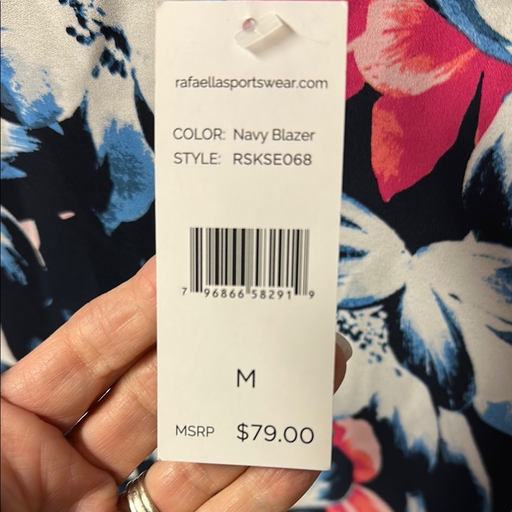 Rafaella Navy and Red Floral Blouse - Picture 5 of 7